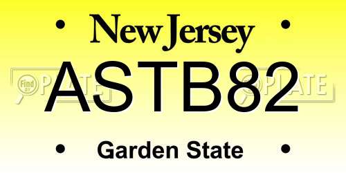 ASTB82 New Jersey License Plate