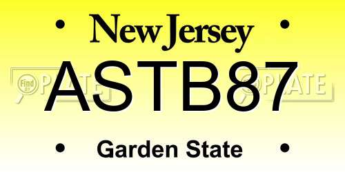 ASTB87 New Jersey License Plate
