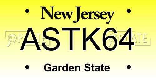 ASTK64 New Jersey License Plate