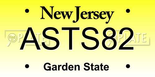 ASTS82 New Jersey License Plate