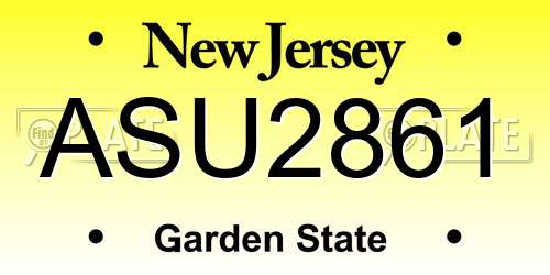ASU2861 New Jersey License Plate