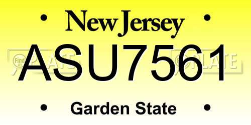 ASU7561 New Jersey License Plate