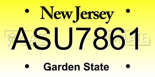 ASU7861 New Jersey License Plate