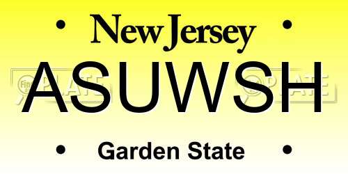 ASUWSH New Jersey License Plate