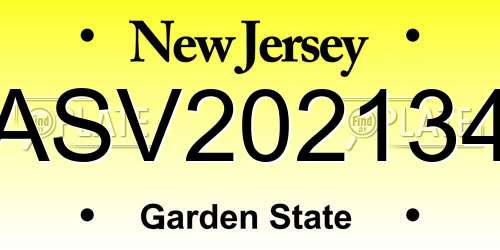 ASV202134 New Jersey License Plate