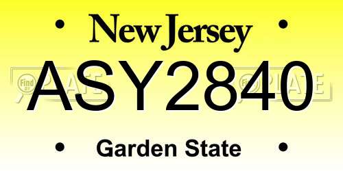 ASY2840 New Jersey License Plate