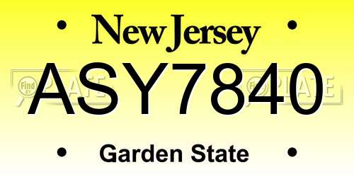 ASY7840 New Jersey License Plate