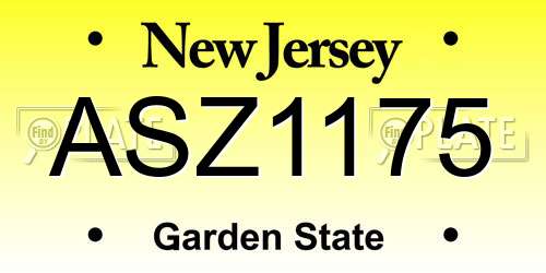 ASZ1175 New Jersey License Plate