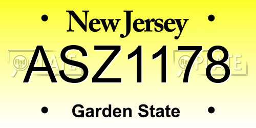 ASZ1178 New Jersey License Plate