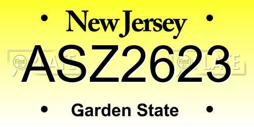 ASZ2623 New Jersey License Plate