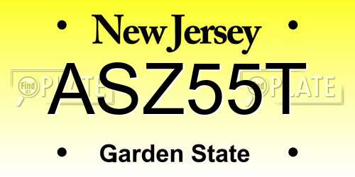 ASZ55T New Jersey License Plate
