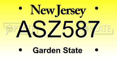 ASZ587 New Jersey License Plate