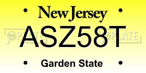 ASZ58T New Jersey License Plate