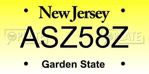 ASZ58Z New Jersey License Plate