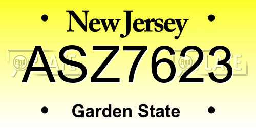 ASZ7623 New Jersey License Plate