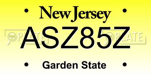 ASZ85Z New Jersey License Plate
