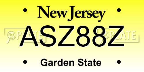 ASZ88Z New Jersey License Plate