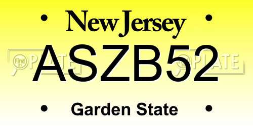ASZB52 New Jersey License Plate