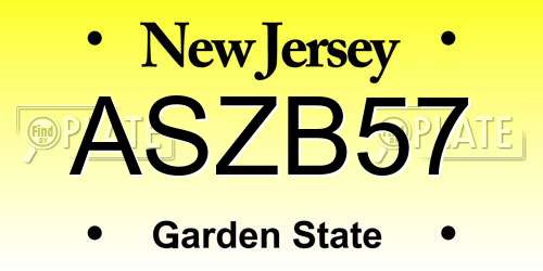 ASZB57 New Jersey License Plate