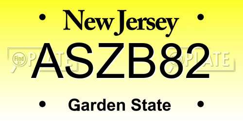 ASZB82 New Jersey License Plate