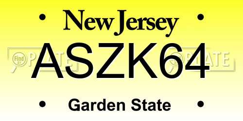 ASZK64 New Jersey License Plate