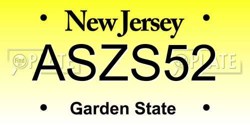 ASZS52 New Jersey License Plate