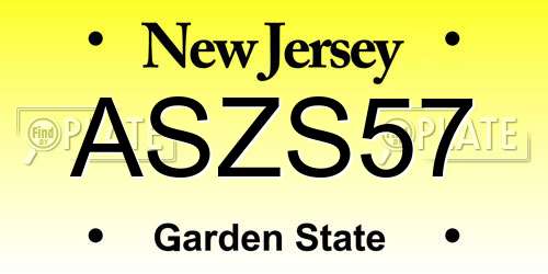 ASZS57 New Jersey License Plate
