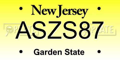 ASZS87 New Jersey License Plate