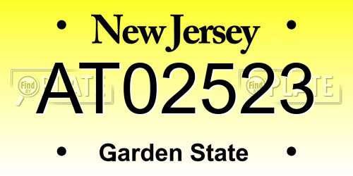 AT02523 New Jersey License Plate