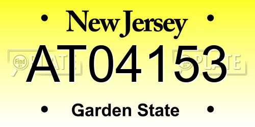 AT04153 New Jersey License Plate
