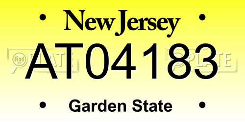 AT04183 New Jersey License Plate