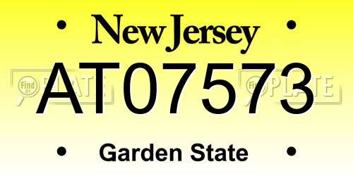 AT07573 New Jersey License Plate