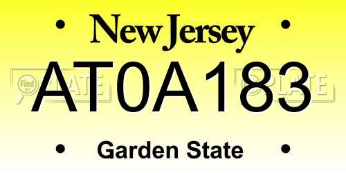 AT0A183 New Jersey License Plate