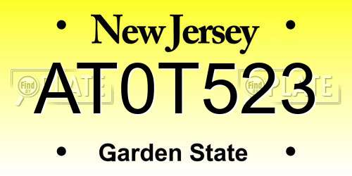 AT0T523 New Jersey License Plate