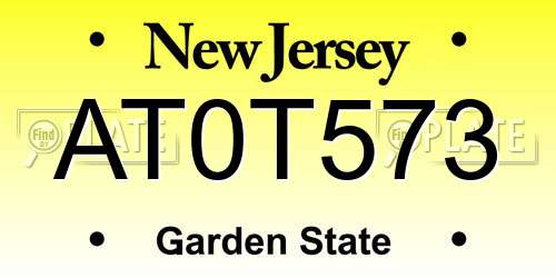 AT0T573 New Jersey License Plate