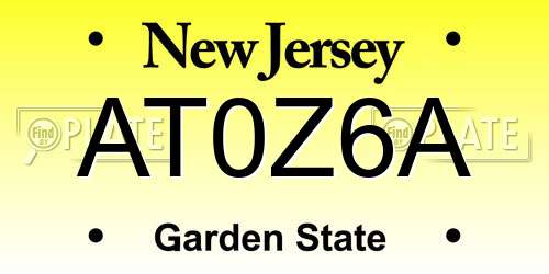 AT0Z6A New Jersey License Plate
