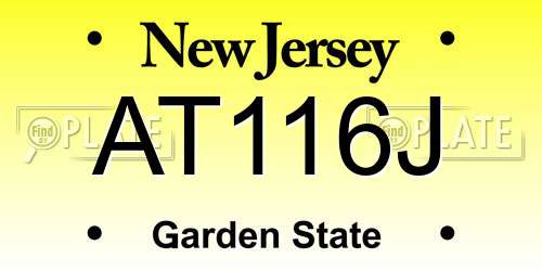 AT116J New Jersey License Plate
