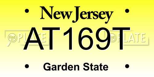 AT169T New Jersey License Plate