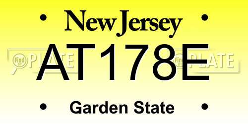 AT178E New Jersey License Plate