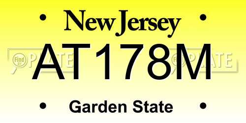 AT178M New Jersey License Plate