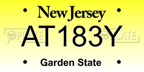AT183Y New Jersey License Plate