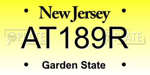 AT189R New Jersey License Plate