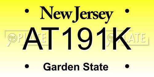 AT191K New Jersey License Plate