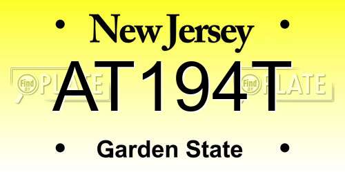 AT194T New Jersey License Plate