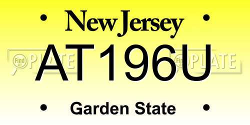 AT196U New Jersey License Plate
