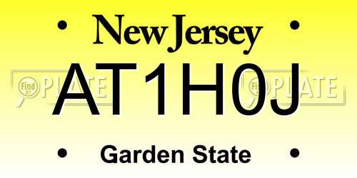 AT1H0J New Jersey License Plate