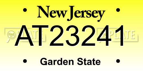 AT23241 New Jersey License Plate