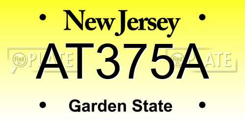 AT375A New Jersey License Plate