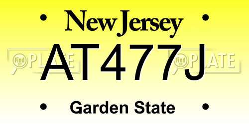 AT477J New Jersey License Plate