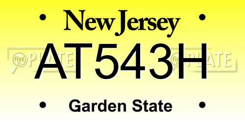AT543H New Jersey License Plate